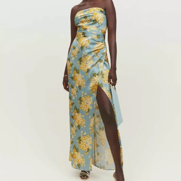 Reformation Dresses & Skirts - Reformation Barrow Silk Floral Maxi Dress in Carmela (Blue and Yellow)